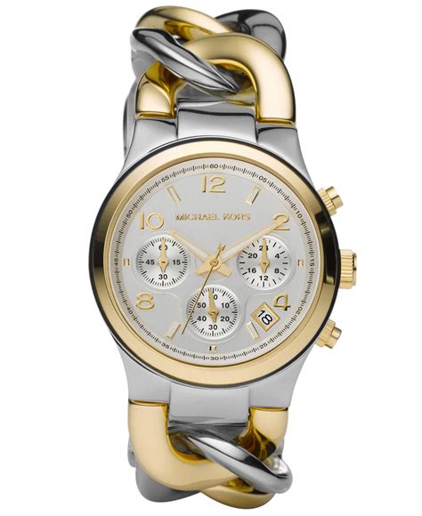michael kors runway twist two tone watch
